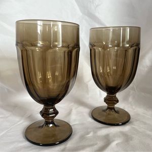 Smoky Brown Libbey Gibraltar Duratuff Goblets Set of Two (2)